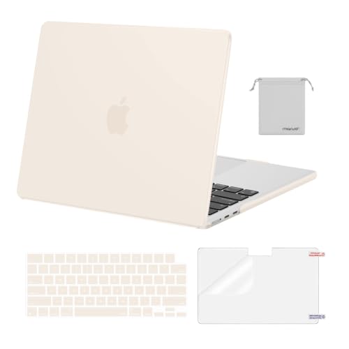 Image of MOSISO Compatible with MacBook Air 13 inch Case M5 2026 M4 2025 M3 M2 2024-2022 A3449 A3240 A3113 A2681,Hard Shell&Keyboard Cover&Screen Film&Pouch for MacBook Air 13.6 inch Case, Beige