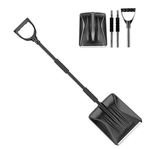 Hniuyun Lightweight Detachable Snow Shovel with D-Handle - 42.5 Portable Shovel for Driveway Car Emergency Kit Garden & Travel Use
