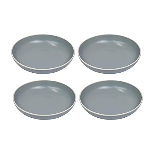 YöL Set of 4 Large Pasta Bowl Dishes Dessert Noodles Soup Plate Stoneware Grey Tableware