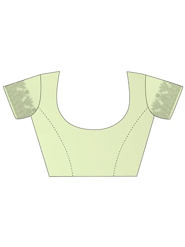 Jaanvi fashion Damen Netzsari mit Blumenstickerei und ungenähtem Blusenteil, lichtgrün, One size
