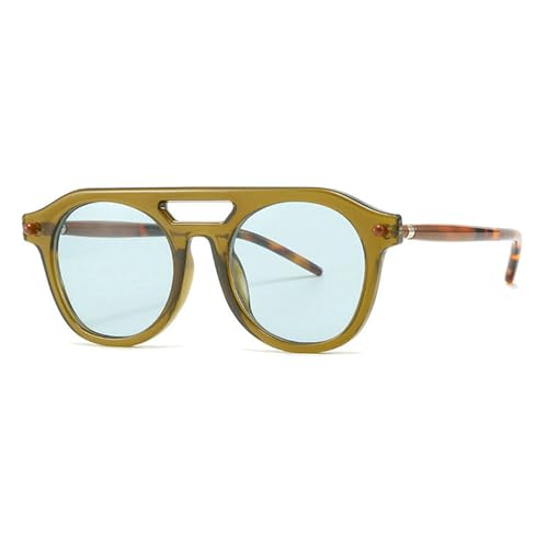 helena Retro Vintage Double beam Pilot Sunglasses Women 70s Trendy round Stylish UV400 Outdoor punk Sun Glasses S65