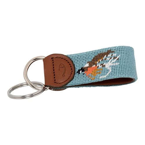 Image of Leather Hand-Stitched Needlepoint Key Fob or Key Chain