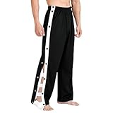 BSBUY Reha Hose Herren Trainingshose mit Seitlichen Druckknöpfe Elastisches Band Sweathose Joggers Unisex Jogginghose Lässig Sporthose mit Tasche Freizeithose für Senioren Pflegebedürftige Schwarz,2XL