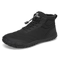 FLARUT Scarpe Invernali a Piedi Nudi Uomo Donna Barefoot Scarpe Foderate Caldo Scarpe a Punta Larga Resistenti all'acqua Scarpe da Trail Running Trekking InvernoStivali(Nero,43)