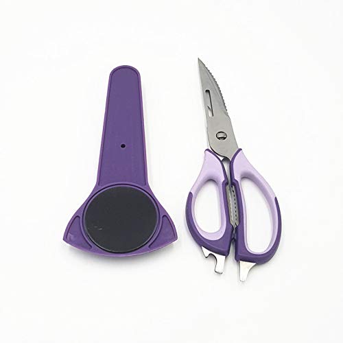 Ciseaux de cuisine en acier inoxydable pour aliments - Ouvre-bouteille - Ciseaux de cuisine détachables - Pour viande, herbes, os de volaille, écailles de poisson, légumes, barbecue(violet)