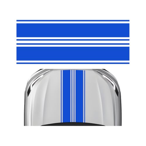Image of 2 PCS Car Hood Sticker, 70.9 inch x 7.3 inch Waterproof Racing Stripes Auto Body Side Decals, Sports Style Hood Sticker Exterior Decoration for Most Vehicles, Car Accessories (Blue)