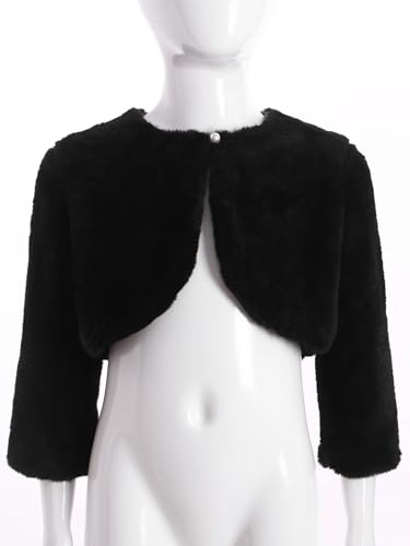 iiniim Kids Girls Faux Fur Dress Coat Flower Girl Bolero Shrug Sweater Jacket Princess Cape Winter Party Outerwear3