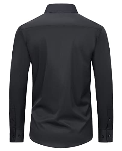 Image of Alimens & Gentle Slim Fit Mens Dress Shirts for Men Button Down Long Sleeve Dress Shirts Wrinkle Free Formal Stain Proof, Black, Large