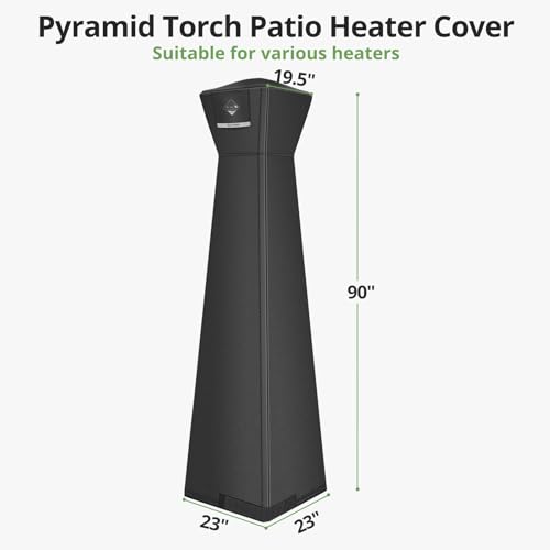 QH.HOME Pyramid Patio Heater Covers, [2026 Upgraded Tear-Resistant Fabric] Waterproof with Robust Zipper,Dustproof/Wind/Sunlight/Snow-Resistant,(90"H x 23"L x 23"W ,Black) by QH.HOME - Image 7