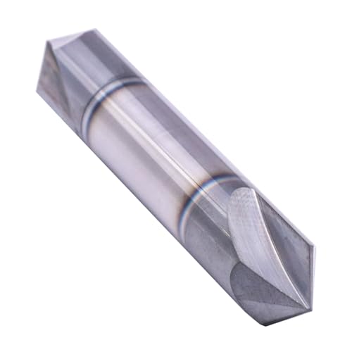 Image of 1 /2 inch 2 Flute 90 Double End Solid Carbide Chamfer End Mill - AlTiN Coated | 90 Chamfer Angle, V Groove Router, 1 /2 inch Shank 3 inch OAL For Milling Wood, Alloy Steel, Carbon Steel, Cast Iron, Copper