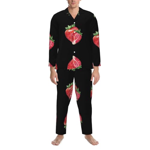 Pyjama homme imprimé fraise ample XXL pour stopper l'inconfort des nuits fraîches