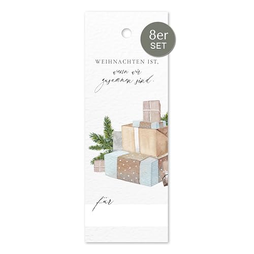 Nordeule 8 Stück Weihnachtsanhänger mit Aquarellmotiv