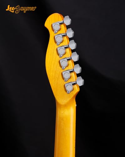 leo jaymz tl style electric guitar with flame maple top - high gloss mahogany body and hard maple neck - high transparent acrylic pickguard transparent honey burst