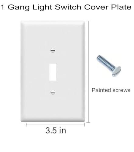 Image of ZEFTV Over-Size Toggle Light Switch Wall Plates 1-Gang 5.5 inch x 3.5 inch Switch Electrical Cover Plate Unbreakable Thermoplastic Faceplate, White (4 Pack)