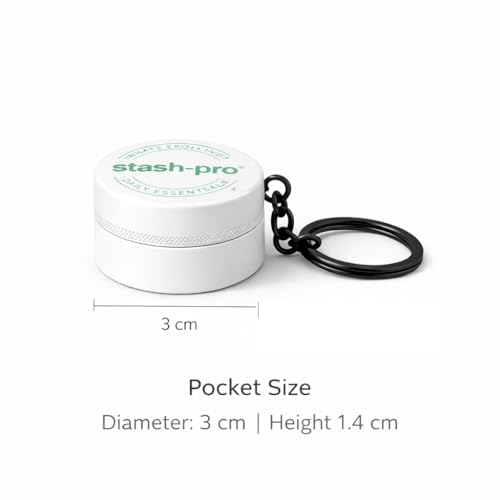 Image of Stash-Pro Mini Metal Grinder with Keychain (White) | Pocket Size Spice & Dry Herb Crusher | 2-Piece Twist Design | 3cm Dia, 1.4cm Height