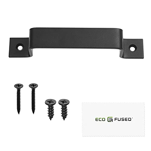 Eco-Fused 1X Barn Door Handle (Black) With Self Tapping Screws - 7.48-Inch Solid Steel Handle - Smooth Finish- Rustic Look For Doors, Kitchen Cabinets, Sheds, Windows, Garages, Gates #TOP1