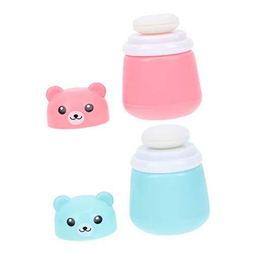 IWOWHERO Infant Powder Plush Puff Box 2pcs Body Powder Puff Storage Cases Easy to Use Portable