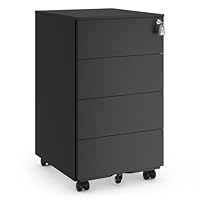 SONGMICSHOME Rolcontainer voor Kantoor, Metaal, Afsluitbaar, 3 Laden