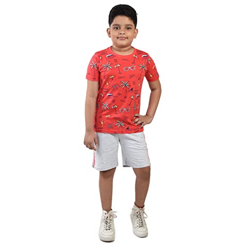 Image of Clothe Funn Boys Printed Cotton Half Sleeves T-Shirt & Shorts Set