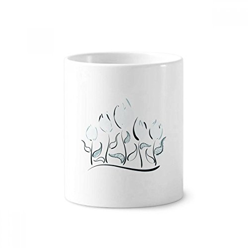 Coupe en céramique peinte tulipe de 9.6cm de hauteur pour pinceaux
