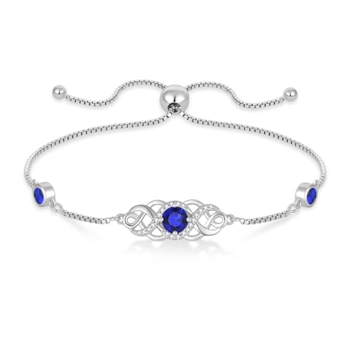 Infinity Celtic Knot Bracelet 925 Sterling Silver Birthstone Bracelet Irish Jewelry for Women