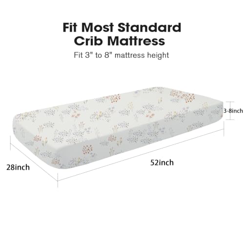 Image of Little Grape Land Baby Crib Sheets for Girls, 2pk Crib Fitted Sheet for Standard Size Crib and Toddler Mattress, Super Soft Baby Sheet