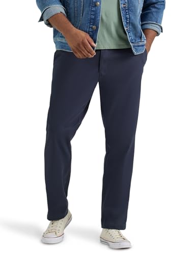 Lee Men's Big & Tall Extreme Motion Flat Front Relaxed Taper Pant Navy 52W x 30L
