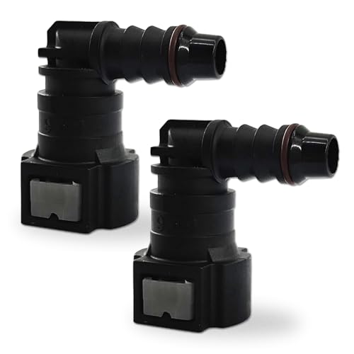 Surosha 2PCS Fuel Line Quick Connector, 9.49-ID8 Tubing 90 Degree Elbow Fuel Lines Connector, Fuel Pump Line Repair Kit, Nylon Push-On Fitting Quick Release Connect Adapter for Most Cars (Elbow)