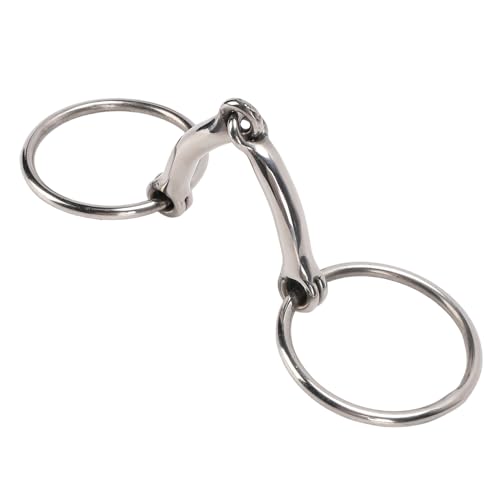 Jiawu Mors de Cheval à Double Anneaux Durables, à Mâcher Confortable pour L'entraînement du Cheval, en Acier Inoxydable Léger