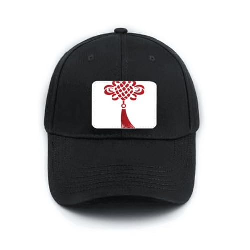 Casquette de baseball noire motif noeud chinois de sécurité chapeau réglable