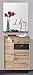 Produktbild trendteam smart living Garderobe Garderobenkombination 2-teiliges Komplett Set Coast, 69 x 190 x 35 cm in Wotan Eiche Dekor, Absetzung Ablage Grau mit LED Beleuchtung