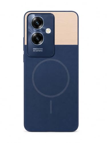 Image of Bintage Mac Safe Design Hard Slim Back Case | Soft Border Camera Protect | Dual PU Leather Finish Back Cover Compatible for Oppo A59 5G - Royal Blue