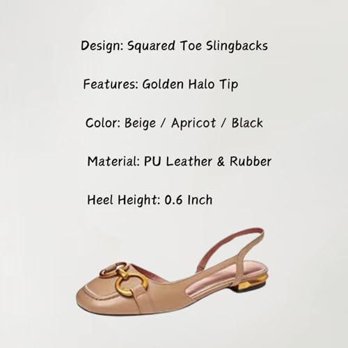 Slingback Flats for Women, Square Closed Toe Ballet Flats, Comfortable Dress Work Shoes4