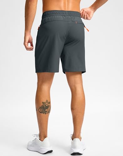 Pudolla Men's Athletic Hiking Shorts Lightweight Workout Gym Shorts for Men Outdoor Casual Travel with 3 Zipper Pockets - Image 4