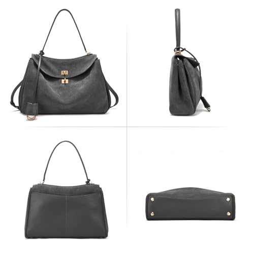 Image of hedexe Genuine Leather Tote Bag for Women: Soft Cowhide Shoulder Handbags for Ladies - Satchel Purse for Travel Work(Large)