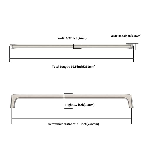 Image of Asidrama 6 Pack 10 Inch(256mm) Brushed Satin Nickel Cabinet Pulls Cabinet Handles Cupboard Handles Kitchen Cabinet Hardware for Cupboard Drawer Pulls
