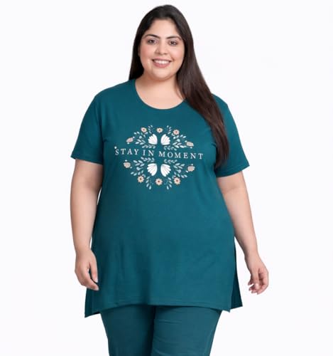 Image of In Love Women's Plus Size Longline T-Shirt with Side Pocket, 3 /4 Sleeve, Crew Neck