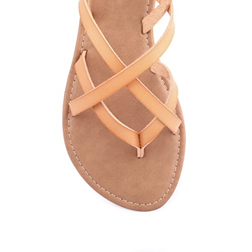 Image of Huayuanwell Women's Gladiator Flat Sandals Fisherman Strappy Sandals Ankle Strap Sandals