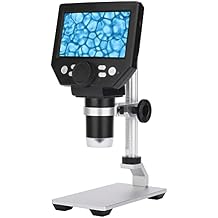 Professional Digital Electron Microscope 4.3 Inch Large Base LCD Display 8MP 1-1000X Continuous Amplification Magnifier, Silver-Metal