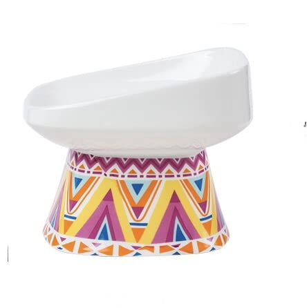PETANGEL Newest 2022 Style Square Bohemian Pattern Ceramic Elevated Food Bowl Protect Pets spines and Neck, Anti Vomiting Porcelain Stress Free Tilted Bowl for Cats and Small Dogs (Large) (B09ZQLZZTB) Amazon Price History, Amazon Price Tracker