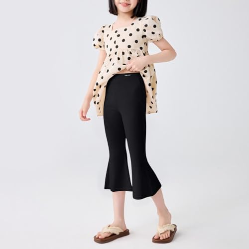 Girls Flare Capris Leggings Casual Elastic Waist Summer Lightweight Pants Trousers for Kids 3-14 Years2