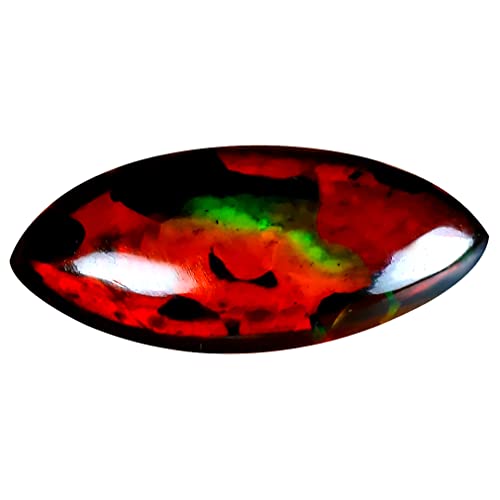 Opale noire naturelle d'Éthiopie de 4.04 ct taillée en marquise cabochon pour haute joaillerie