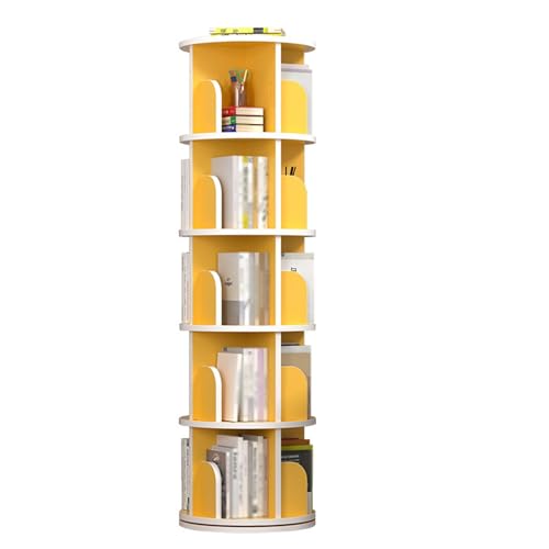LVYWEX Estantería Giratoria De Madera para Libros, 360 Grados, para Dormitorio, Sala De Estar Y Oficina En Casa.(Yellow)