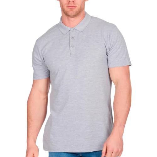 Image of Style It Up Men’s Classic Plain Pique Polo Shirt Short Sleeve Casual Work Golf Tee (Heather, L)