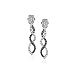 10k White Gold Black and White Diamond Infinity Earrings (1/4 cttw)