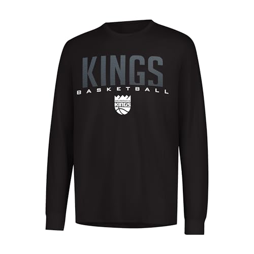 Ultra Game Boys' Long Sleeve Athletic Quick Dry Performance T-Shirt,Sacramento Kings,Team Color,10-12
