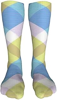 702 Unisex Trainer Socks Rainbow Pastel Plaid Athletic Socks Soft Socks Novelty Sports Socks For Women Baseball 50Cm