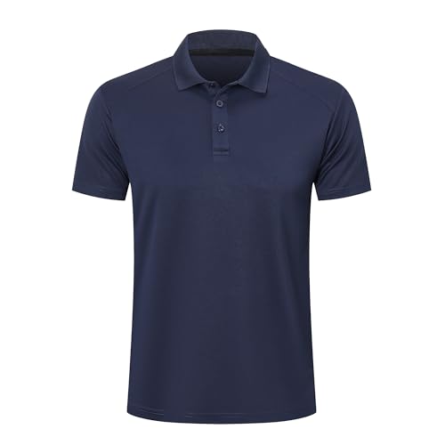Image of ZENGVEE 1 Pack Men's Polo Shirts Golf Polo for Men Adult Quick Dry Breathable Workout Shirts Short Sleeve Tshirts Moisture Wicking Sport Top T-Shirts(0428-1-Navyblue-L)