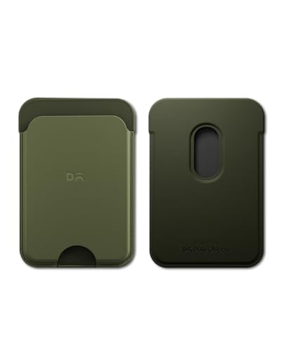 Image of DailyObjects Leather Magnetic Wallet Card Holder | Designed for MagSafe Compatible with iPhone 16, iPhone 15, iPhone 14, iPhone 13, iPhone 12 Models | Premium Design | Full-Grain Leather - Green-Olive