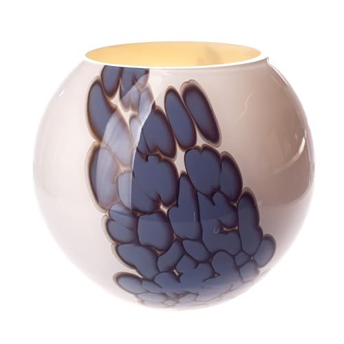 Image of Amelia Art Glass Pebble Blue Vase & Bowl in Blue & Cream